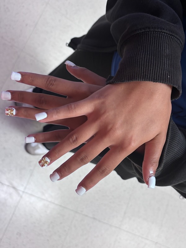 White Glam with Gold Charms press-on nails